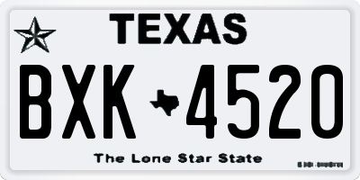 TX license plate BXK4520