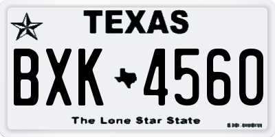 TX license plate BXK4560