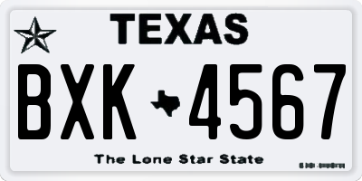 TX license plate BXK4567
