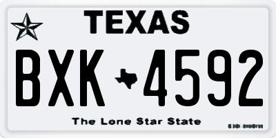 TX license plate BXK4592