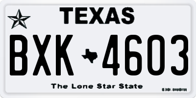 TX license plate BXK4603