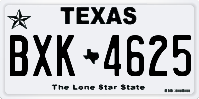 TX license plate BXK4625