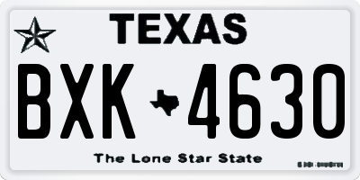 TX license plate BXK4630