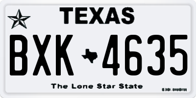 TX license plate BXK4635