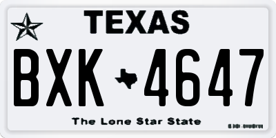 TX license plate BXK4647