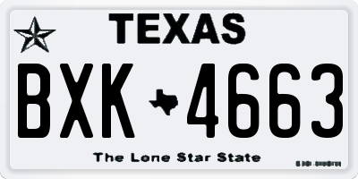 TX license plate BXK4663