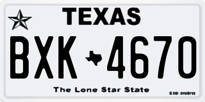 TX license plate BXK4670