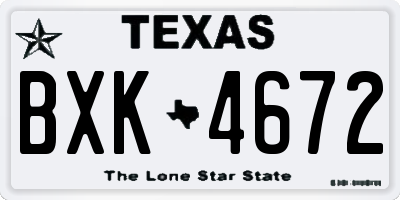 TX license plate BXK4672