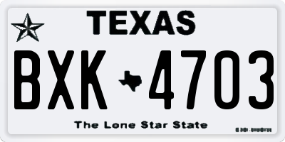 TX license plate BXK4703