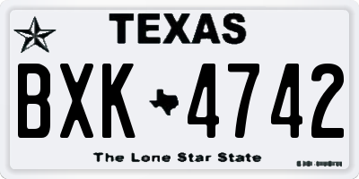 TX license plate BXK4742