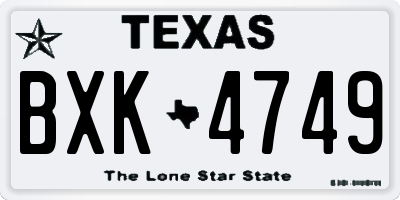 TX license plate BXK4749