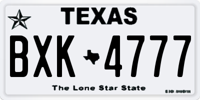 TX license plate BXK4777