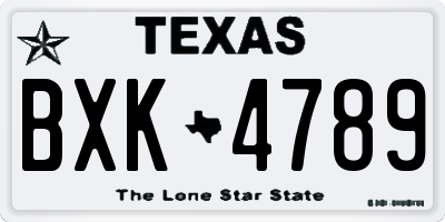 TX license plate BXK4789