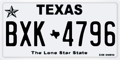 TX license plate BXK4796