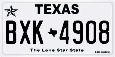 TX license plate BXK4908