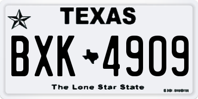 TX license plate BXK4909
