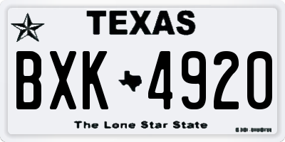 TX license plate BXK4920