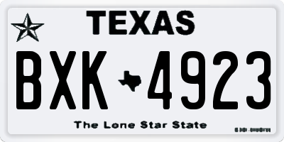TX license plate BXK4923