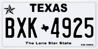 TX license plate BXK4925
