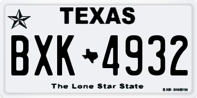 TX license plate BXK4932