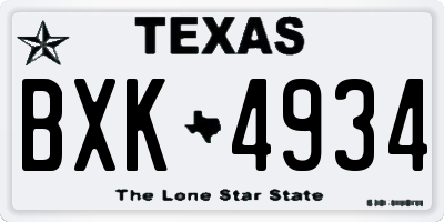 TX license plate BXK4934