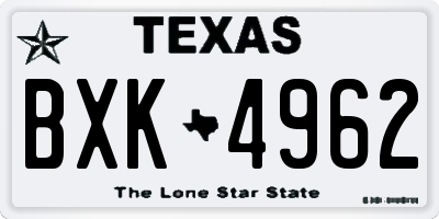 TX license plate BXK4962