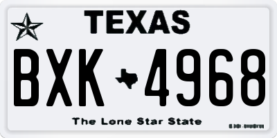 TX license plate BXK4968