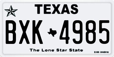 TX license plate BXK4985