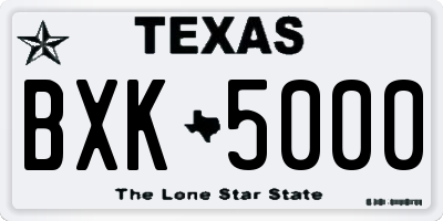 TX license plate BXK5000