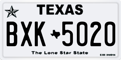 TX license plate BXK5020