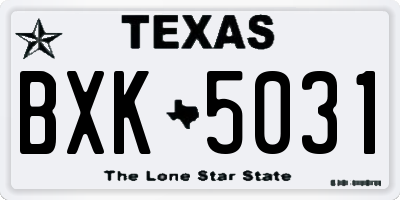TX license plate BXK5031
