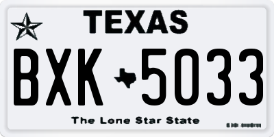 TX license plate BXK5033