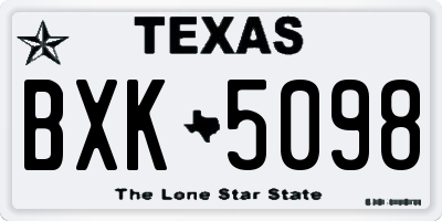 TX license plate BXK5098