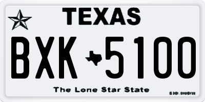 TX license plate BXK5100