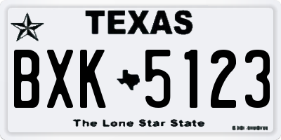 TX license plate BXK5123
