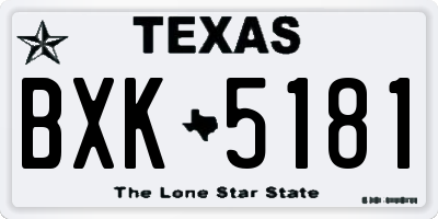 TX license plate BXK5181