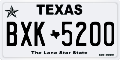 TX license plate BXK5200