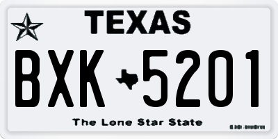 TX license plate BXK5201