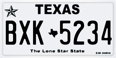TX license plate BXK5234