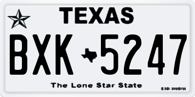 TX license plate BXK5247