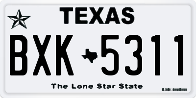 TX license plate BXK5311