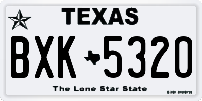 TX license plate BXK5320