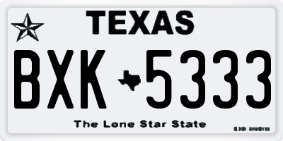 TX license plate BXK5333