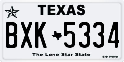 TX license plate BXK5334