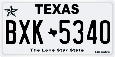 TX license plate BXK5340