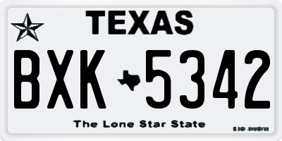 TX license plate BXK5342