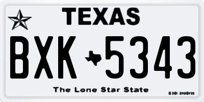 TX license plate BXK5343