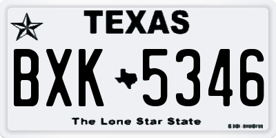 TX license plate BXK5346