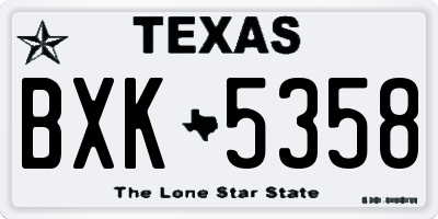 TX license plate BXK5358