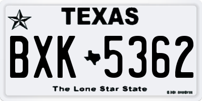 TX license plate BXK5362